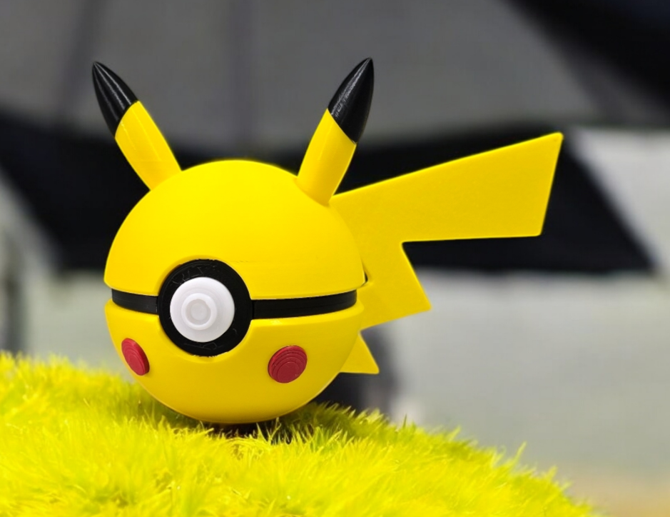 Pikachu na Pokébola impresso em 3D